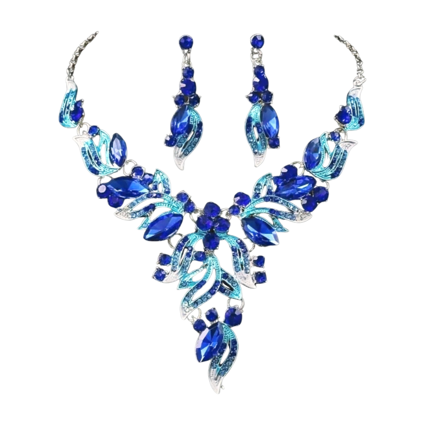 Blue Leaves Jewelry Set