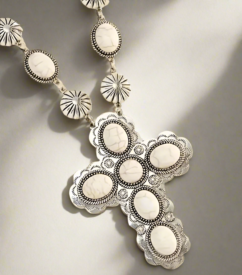 White Turquoise Cross Set