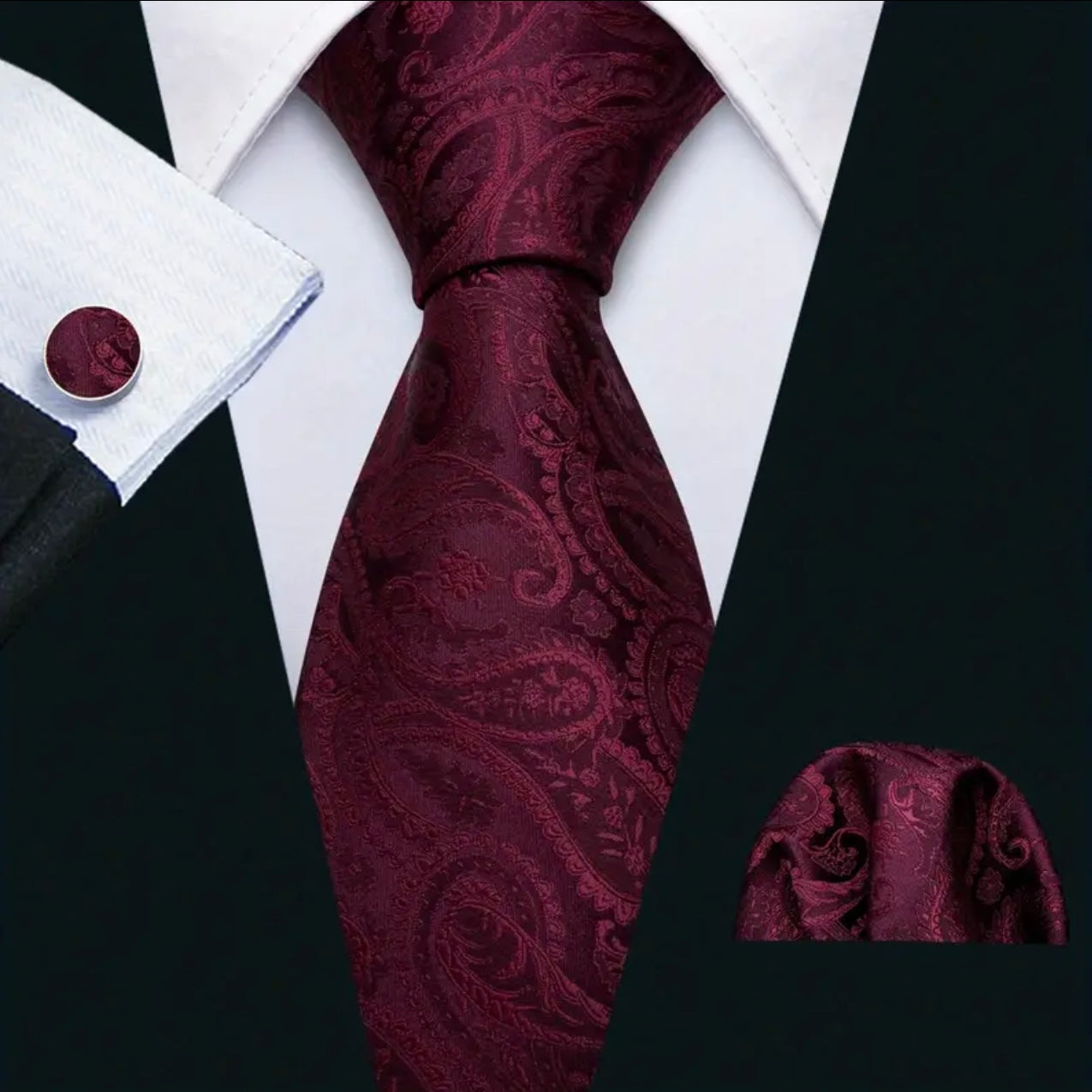 Red Burgundy Necktie Set