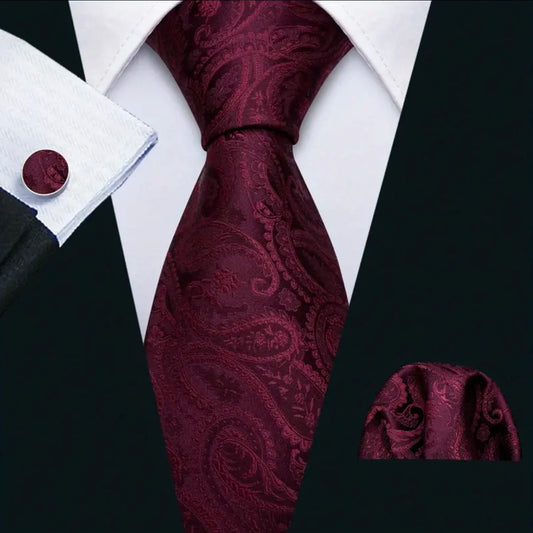 Red Burgundy Necktie Set
