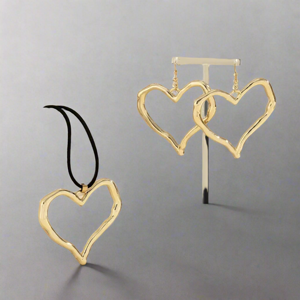 Gold Heart Jewelry Set