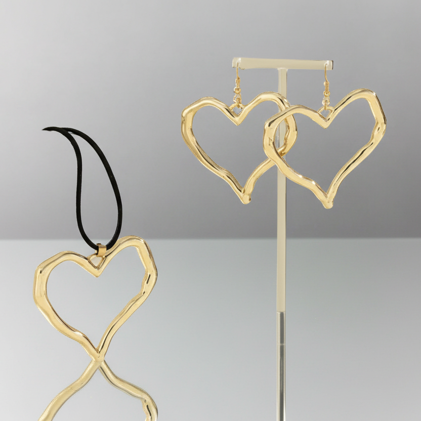 Polished Heart Jewelry Set Gold