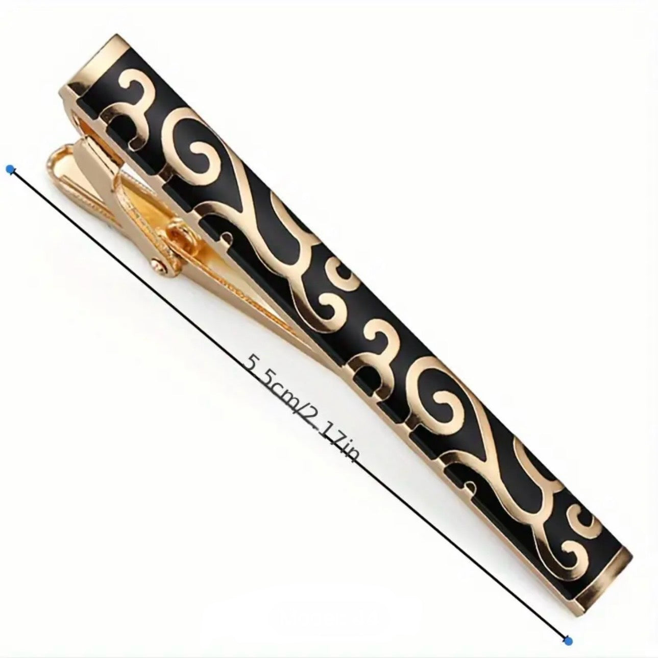 Black Gold Scroll Tie Clip