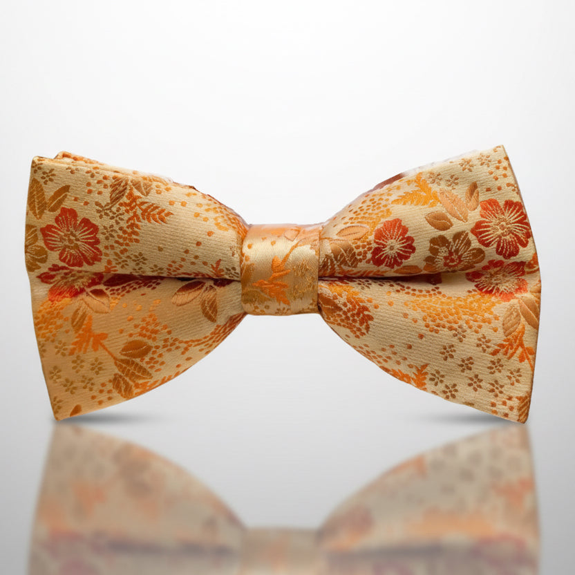 Floral patterned bow tie on a white background
