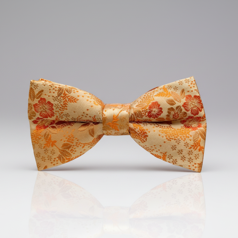 Orange Floral Bow Tie