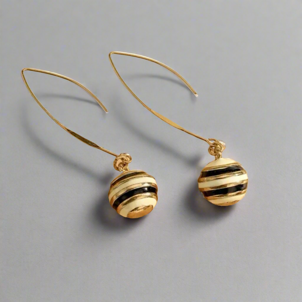 Vanilla Creme Ball Drop Earrings