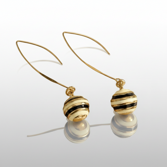 Vanilla Creme Ball Drop Earrings