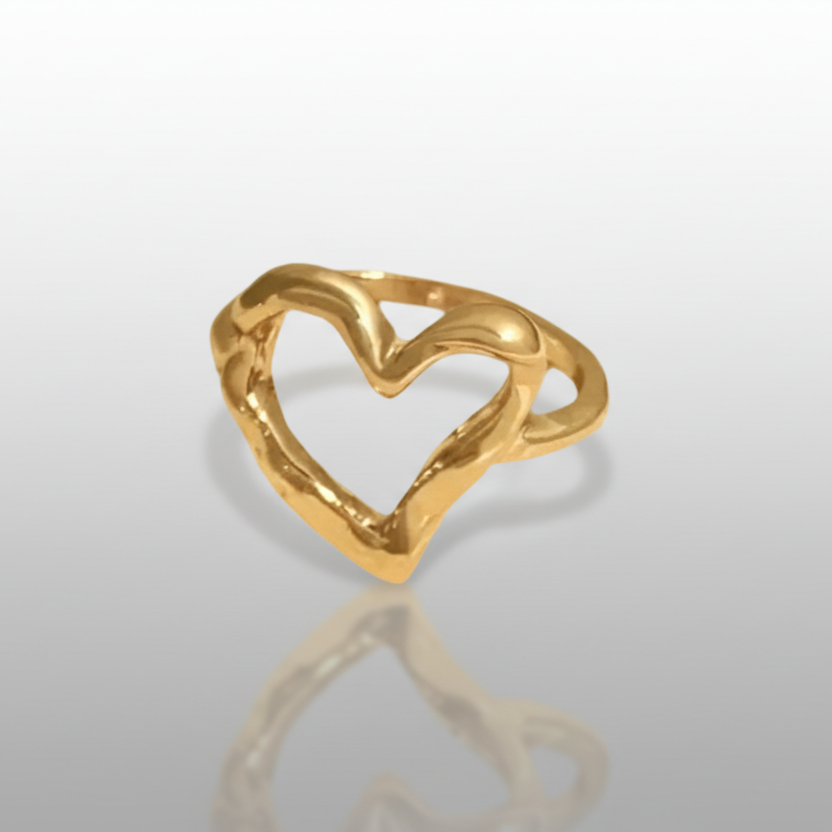 Polished Heart Ring Gold