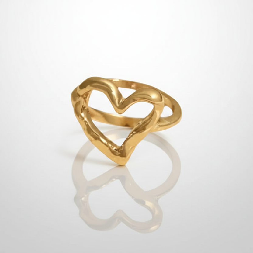 Polished Heart Ring Gold
