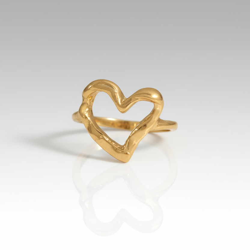 Polished Heart Ring Gold
