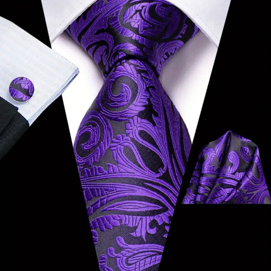 Purple Black Necktie Set