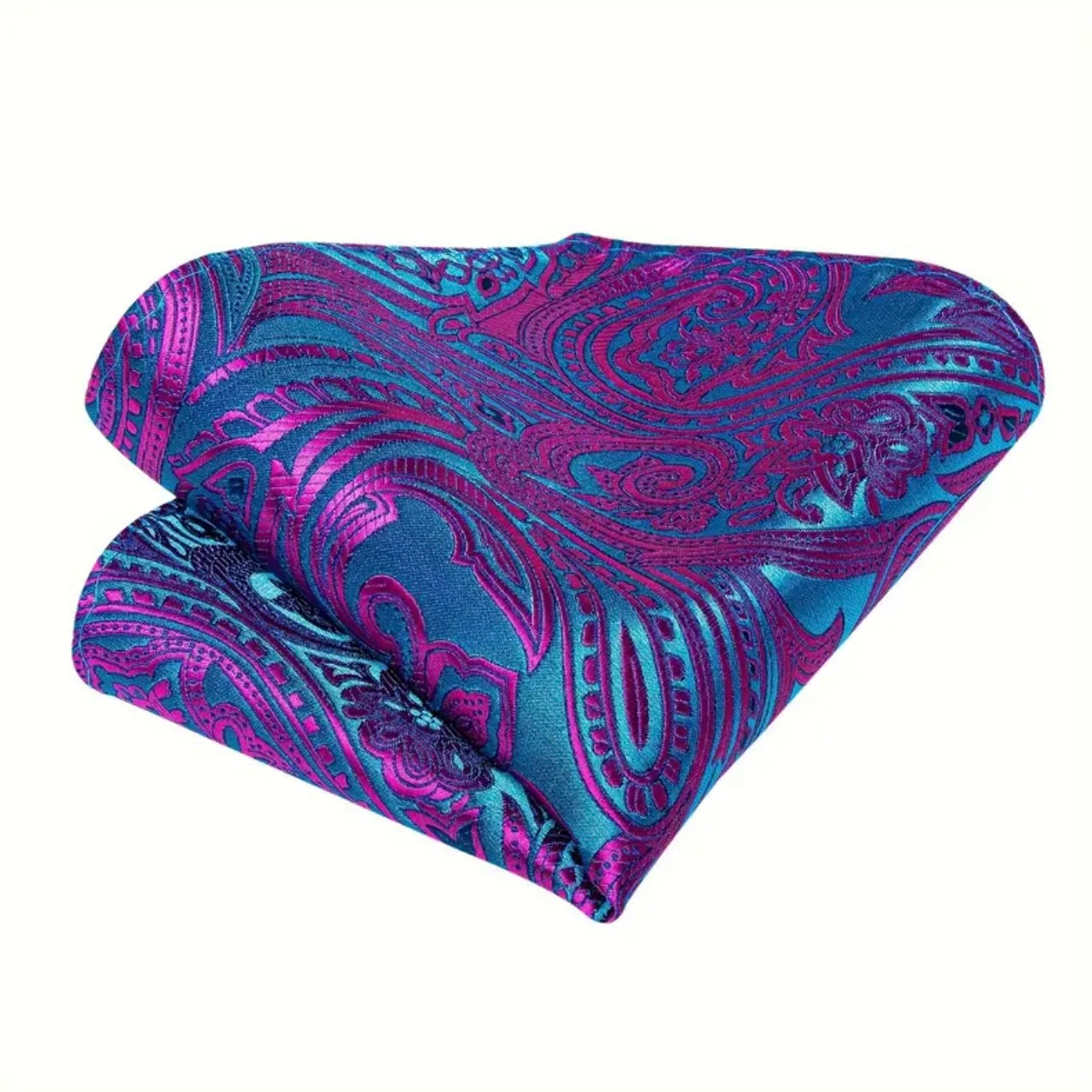 Pink Blue Paisley Necktie Set