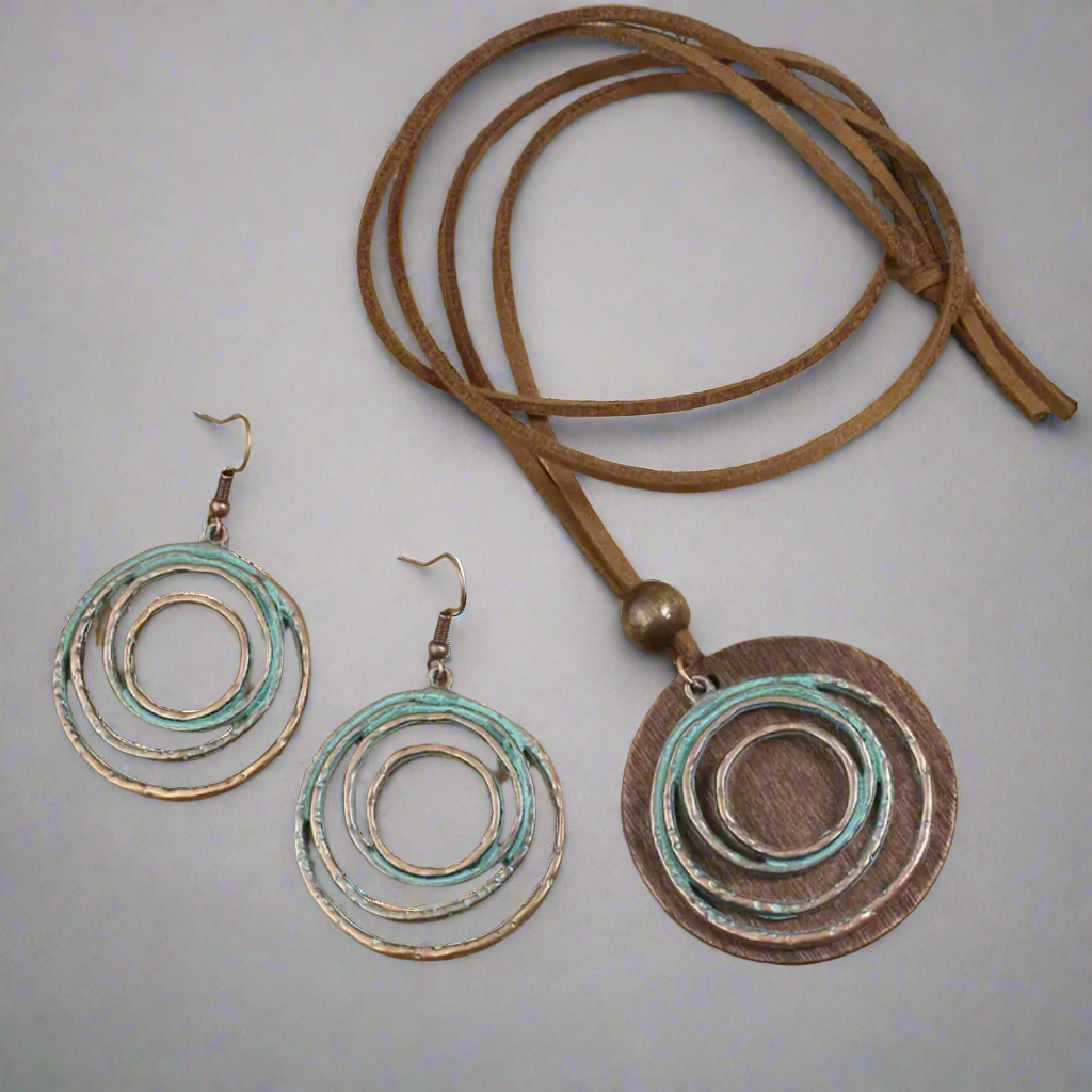 Blue Wood Boho Jewelry Set