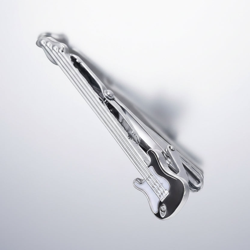 Guitar Tie Clip in Black Silver