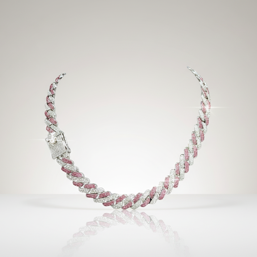 Pink Cuban Chain Set