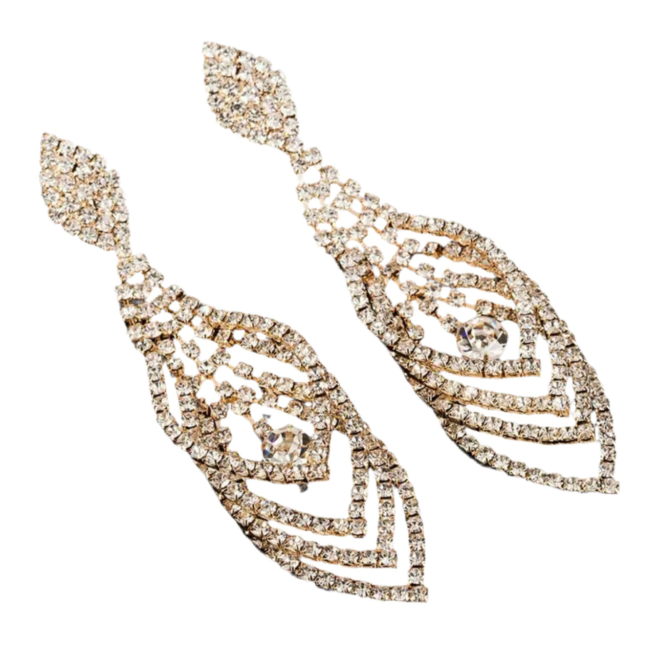 Gold & Clear Chandelier Earrings