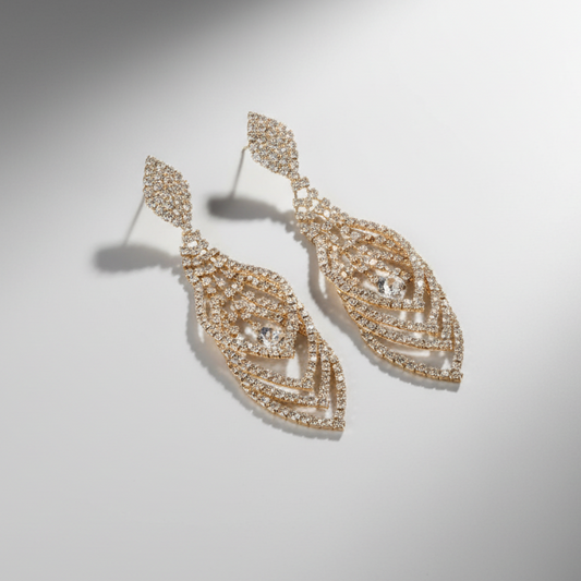 Gold & Clear Chandelier Earrings