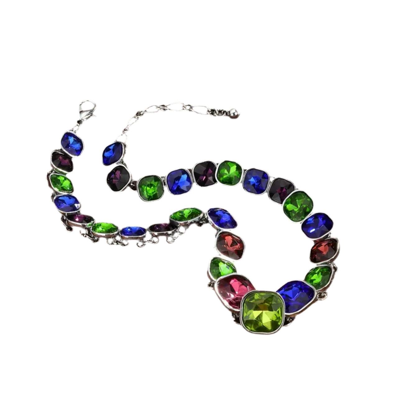 Multicolor Square Rhinestone Necklace