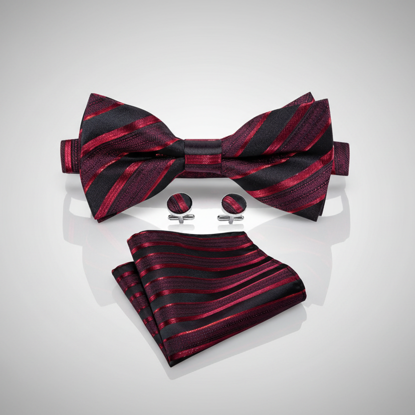 Red & Black Bow Tie Set
