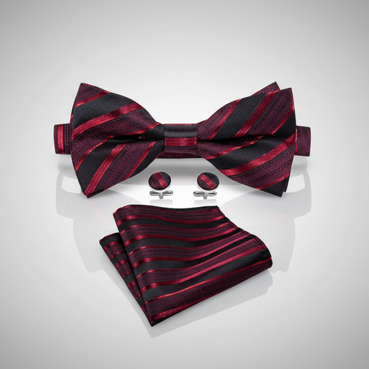 Red & Black Bow Tie Set