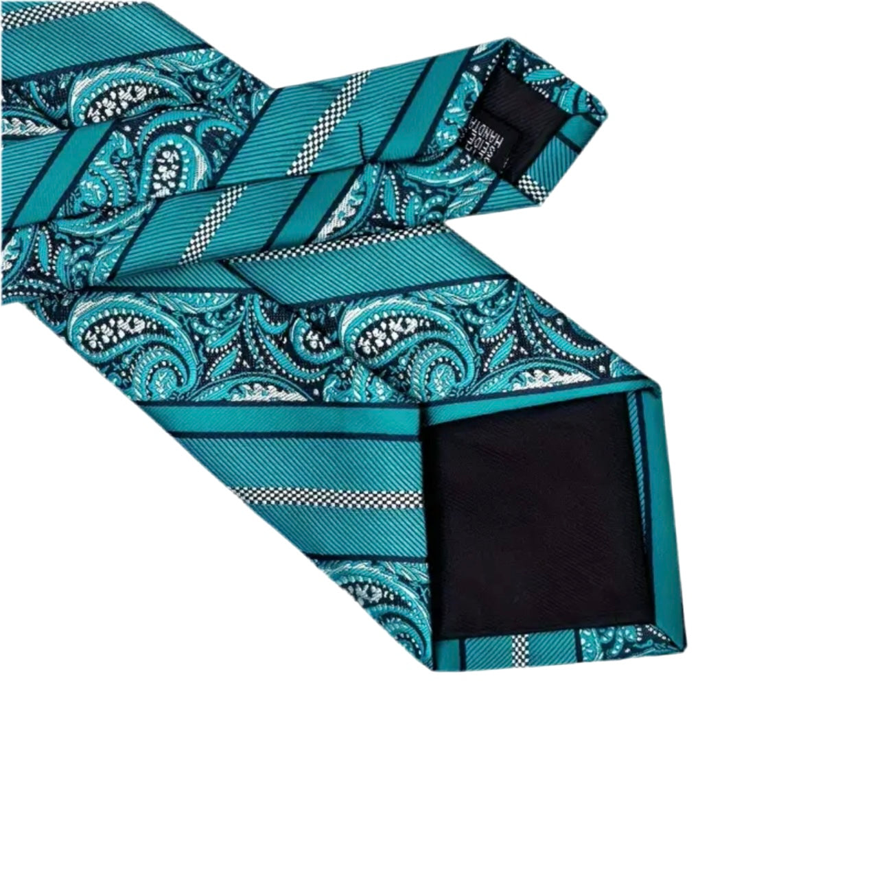 Teal Paisley Stripe Necktie Set