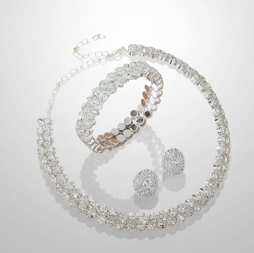 Round Rhinestone Jewelry Set