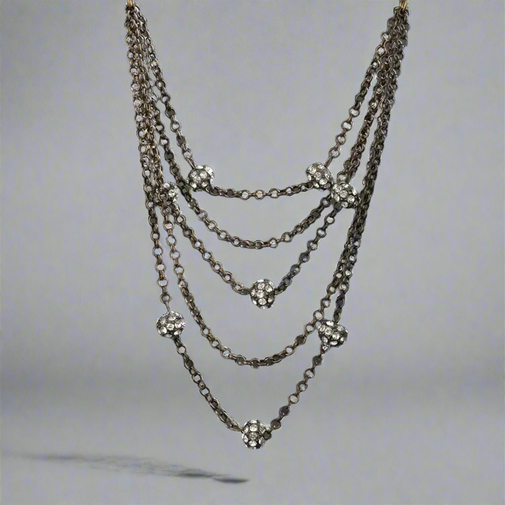 Bronze Rhinestone Layered Necklace