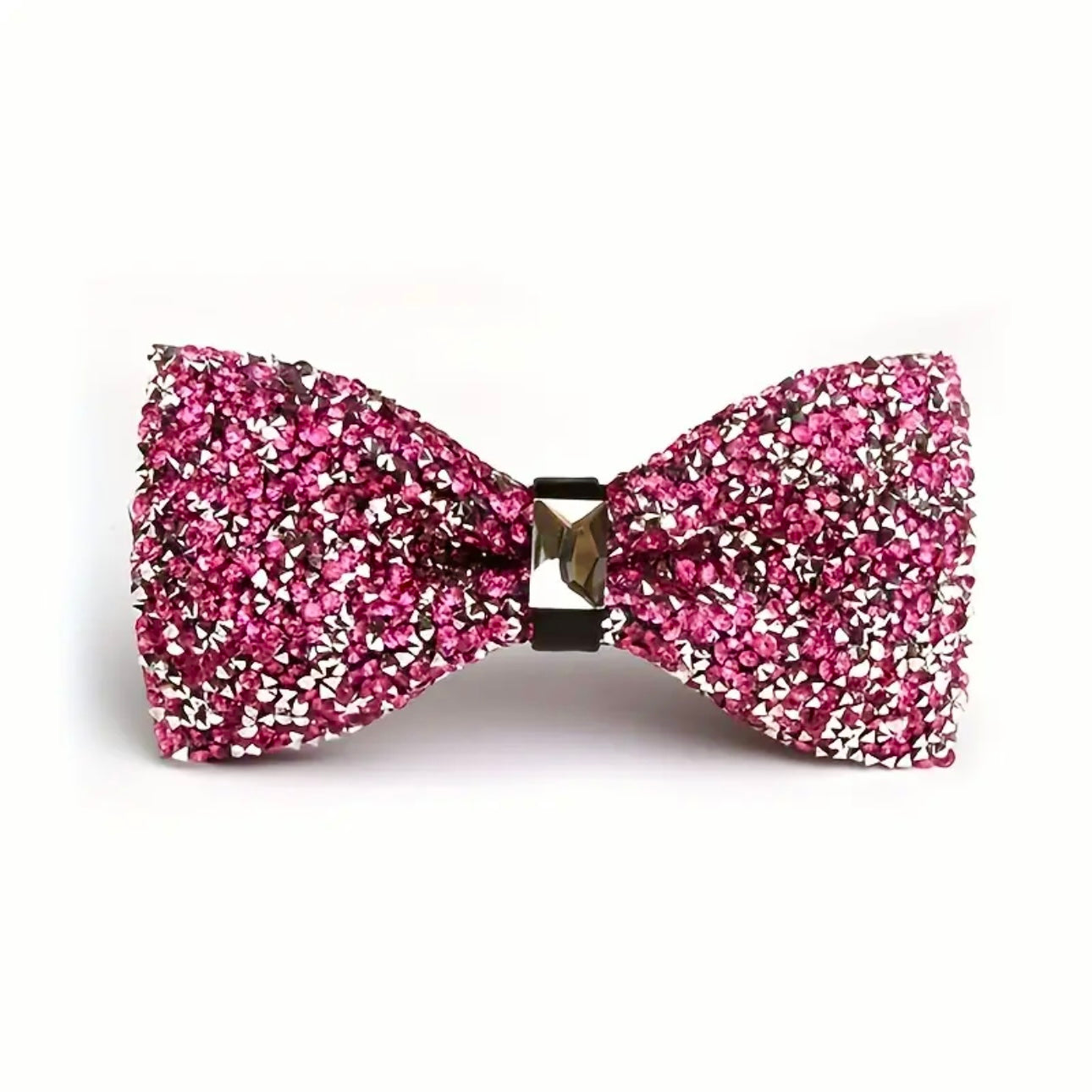 Pink Rose Red Rhinestone Bowtie