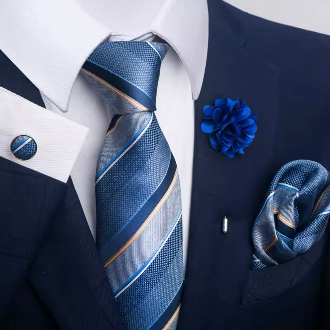 Blue Grey Necktie Box Set