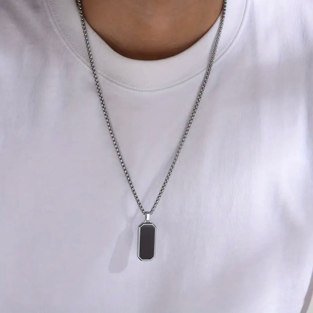 Black Pendant Steel Necklace