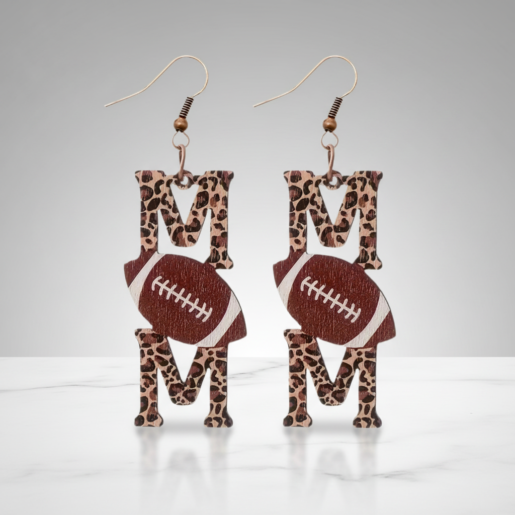 Football Mom Leopard Earrings