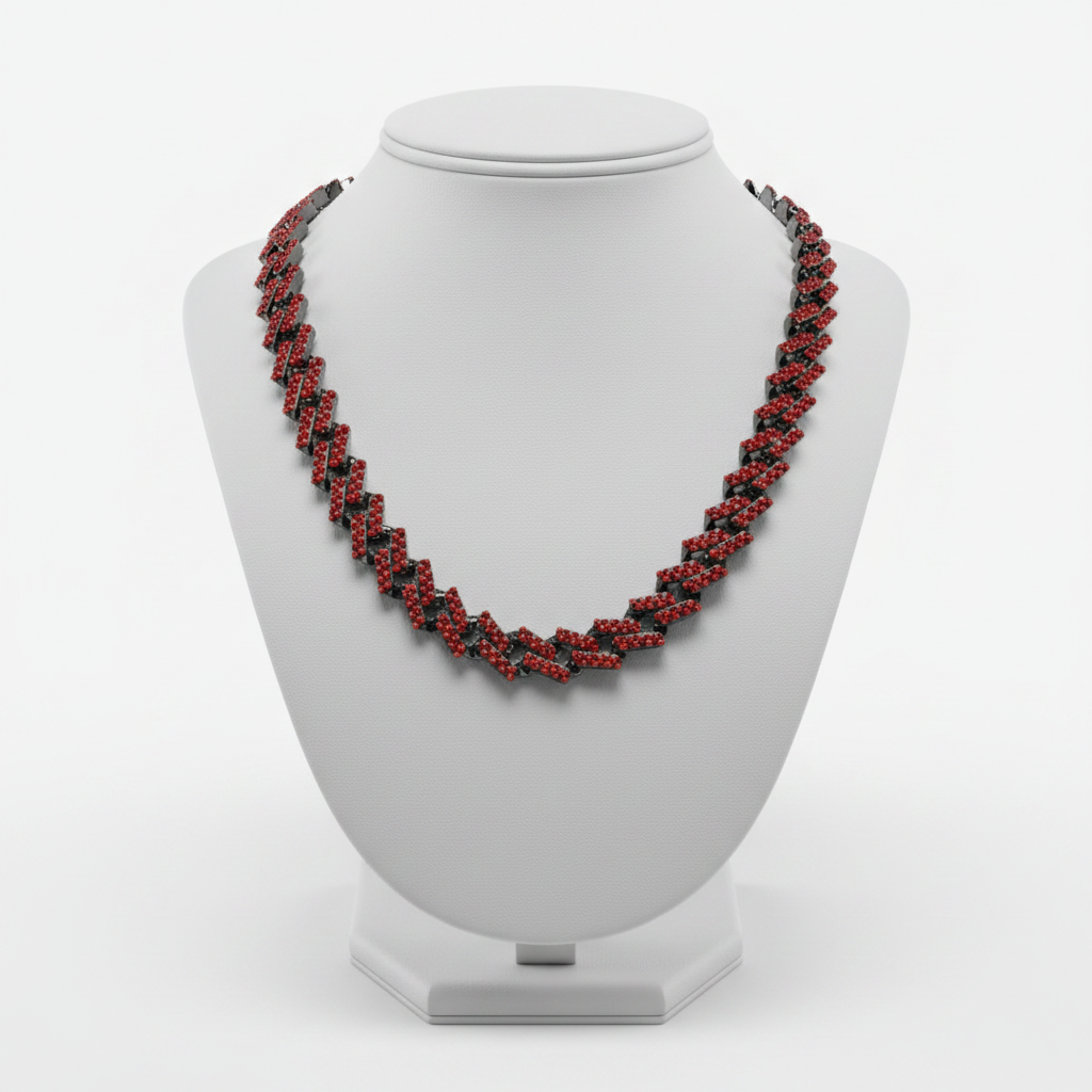Red & Black Cuban Chain Necklace