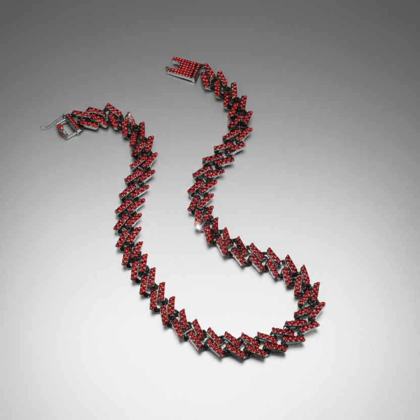 Red Black Cuban Chain Necklace