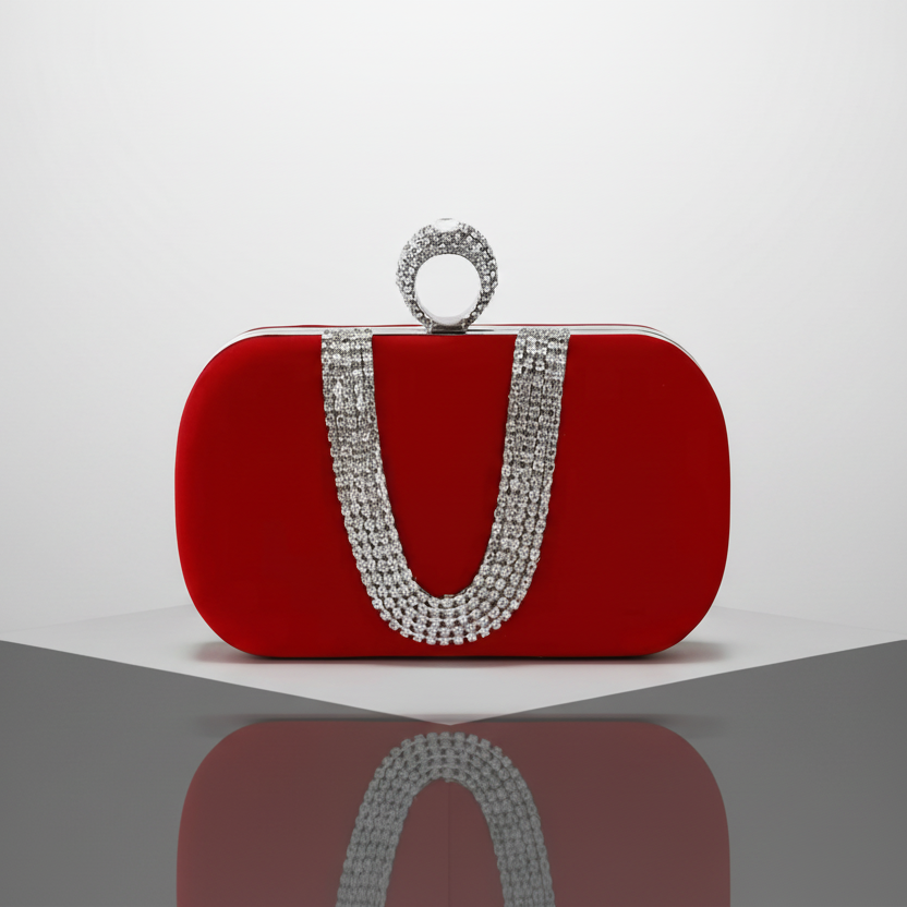 Rhinestone Drape Clutch