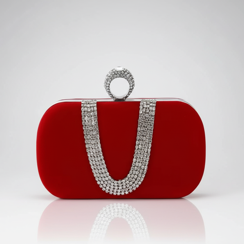 Rhinestone Drape Clutch