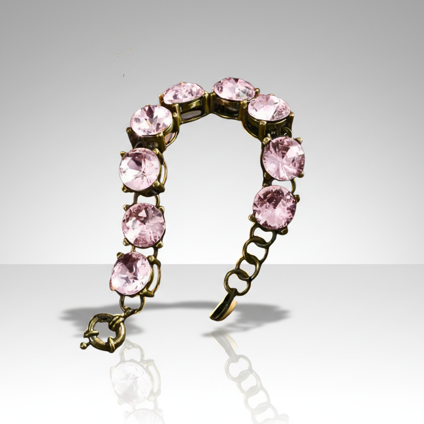 Pink Rhinestones Tennis Bracelet