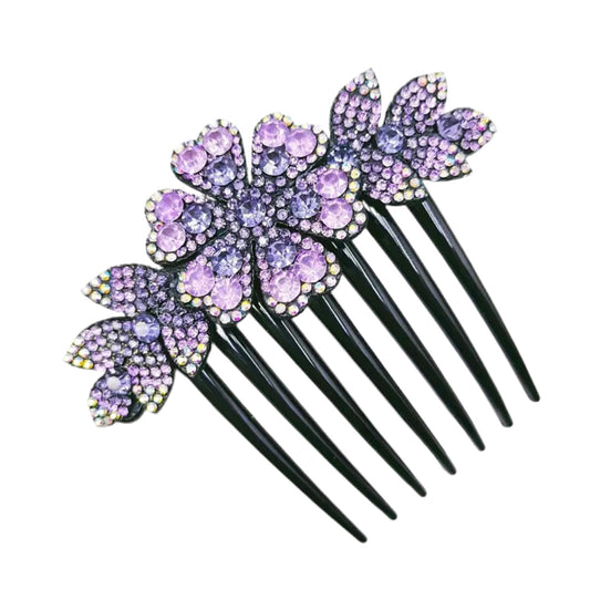 Flower Hair Comb Purple Pink