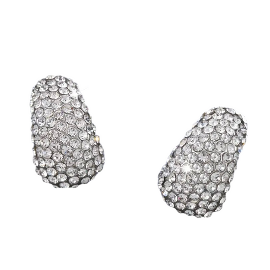 Clear Rhinestone Clip Earrings