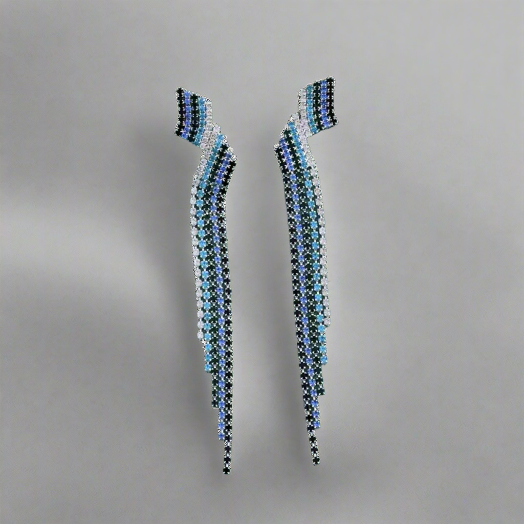 Arc Blue Tassel Earrings
