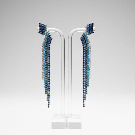 Arc Blue Tassel Earrings