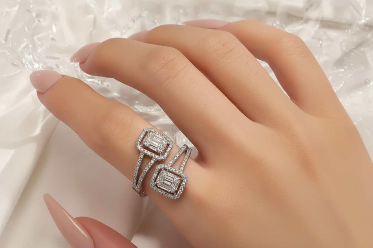 Twin Zircon Wrap All-Fit Ring