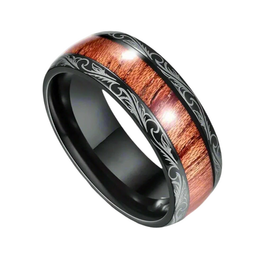 Wood Grain & Black Band