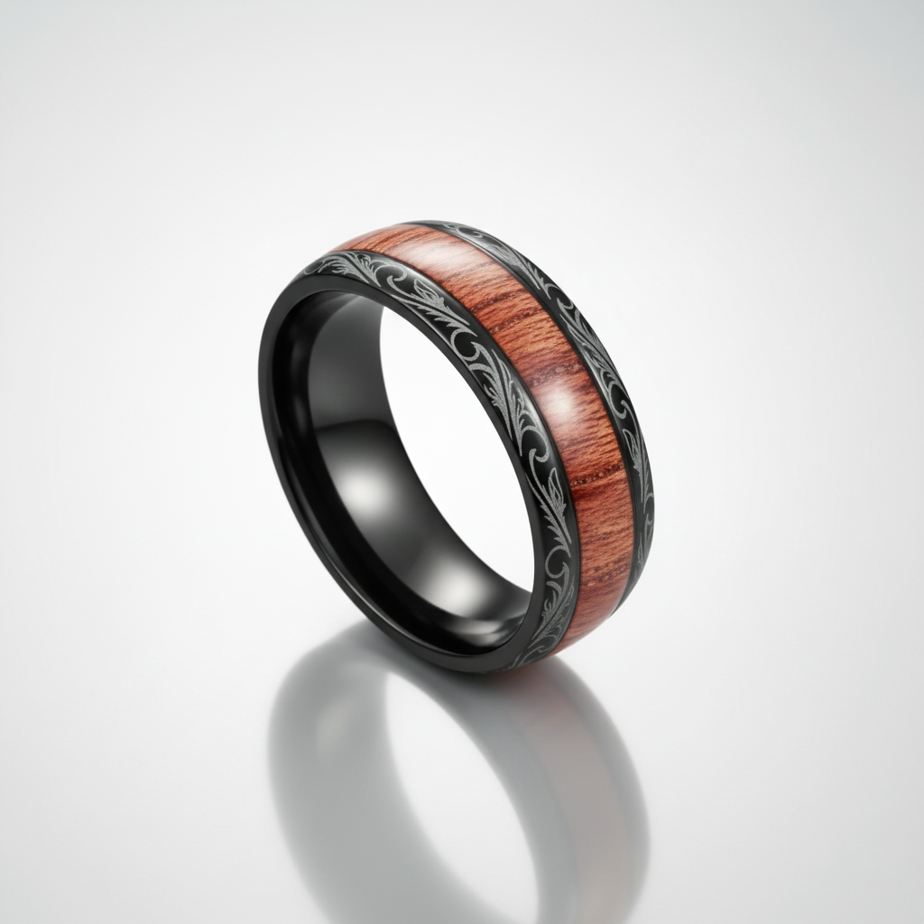 Wood Grain & Black Band