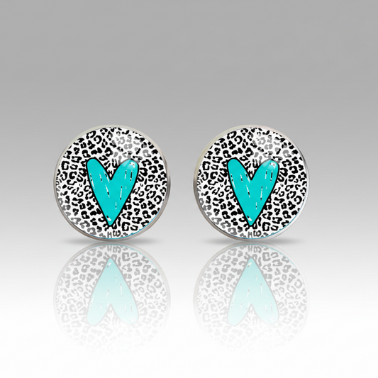 Heart Button Stud Earrings