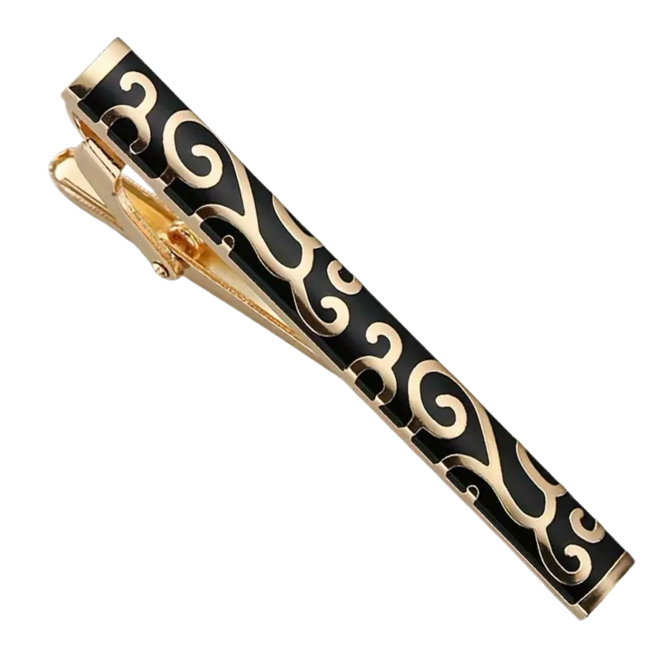 Black Gold Scroll Tie Clip