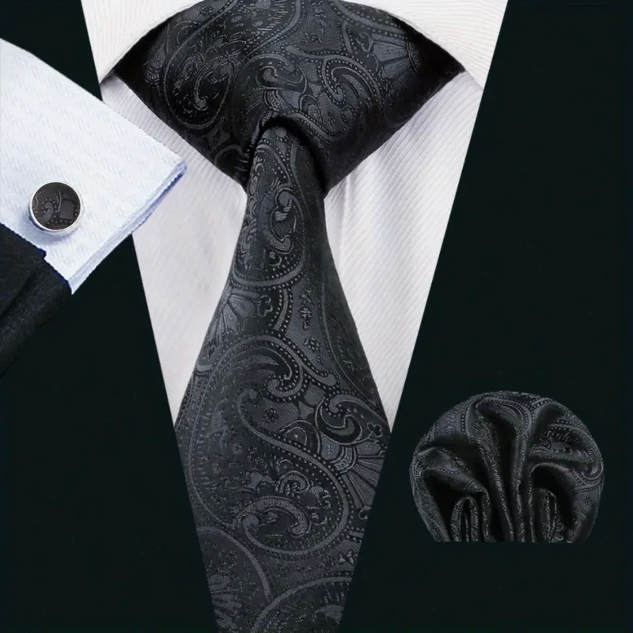 Black Paisley Necktie Set