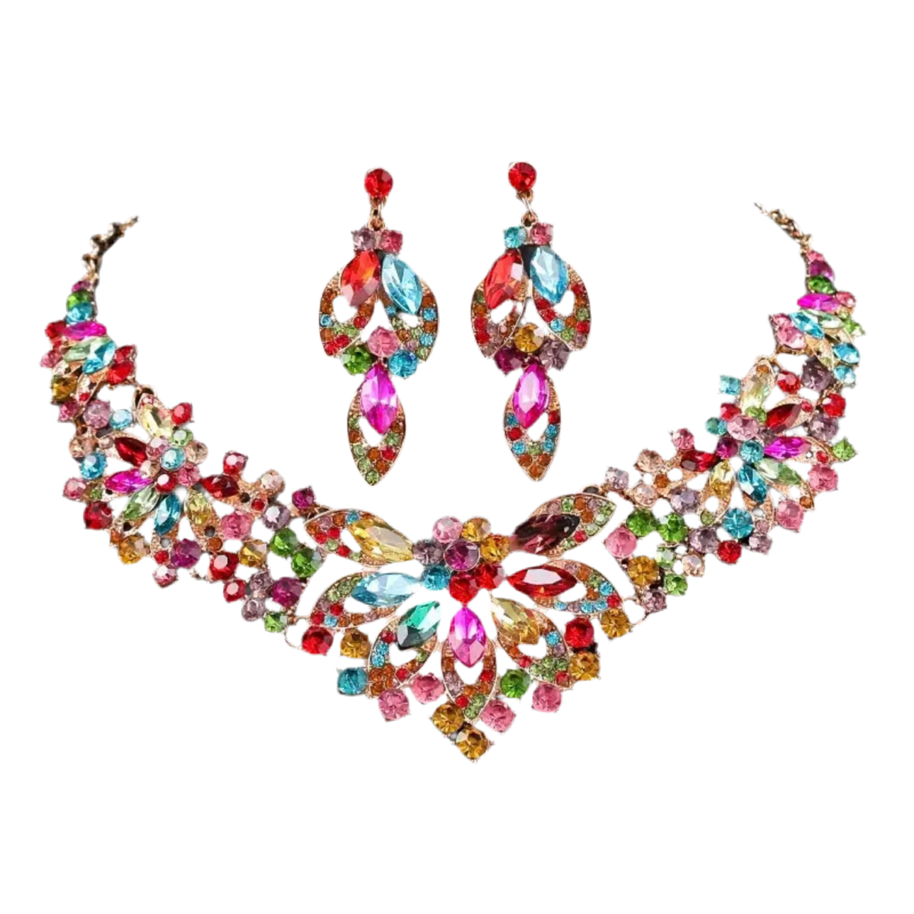 Multicolor Flowers Jewelry Set