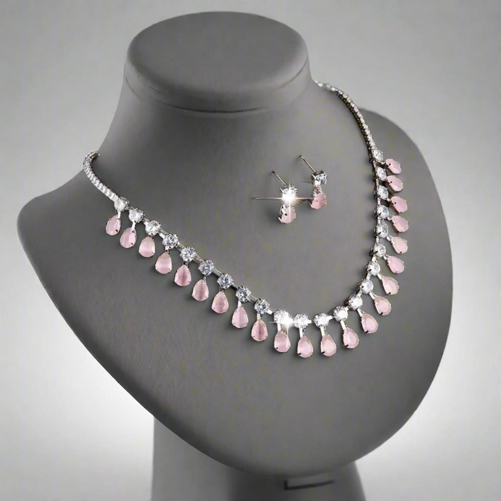 Pink Water Drop Jewelry Set