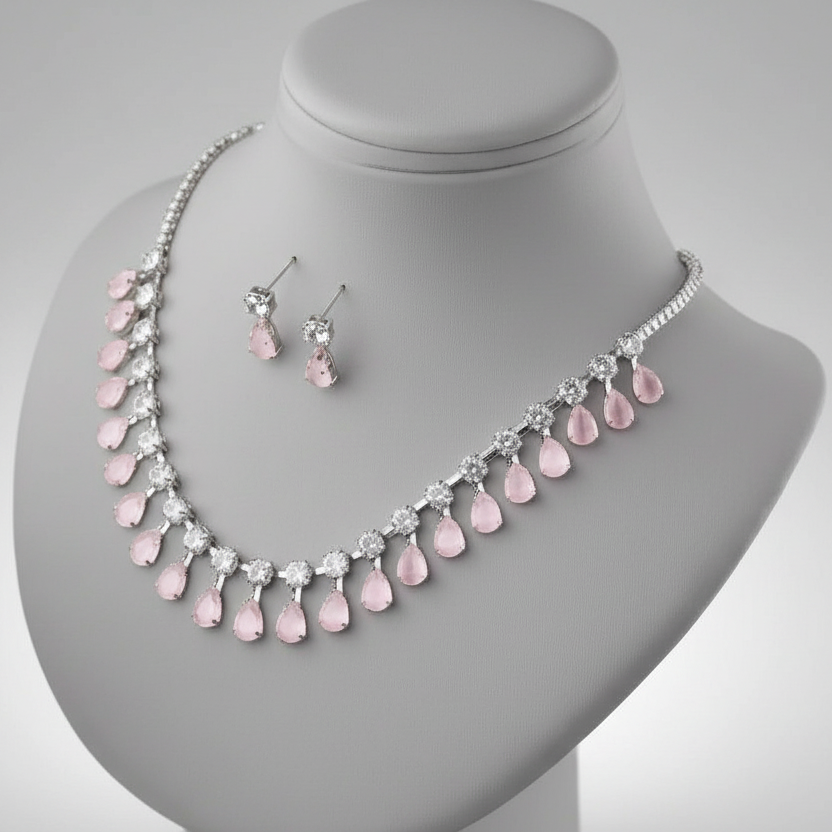 Pink Water Drop Jewelry Set