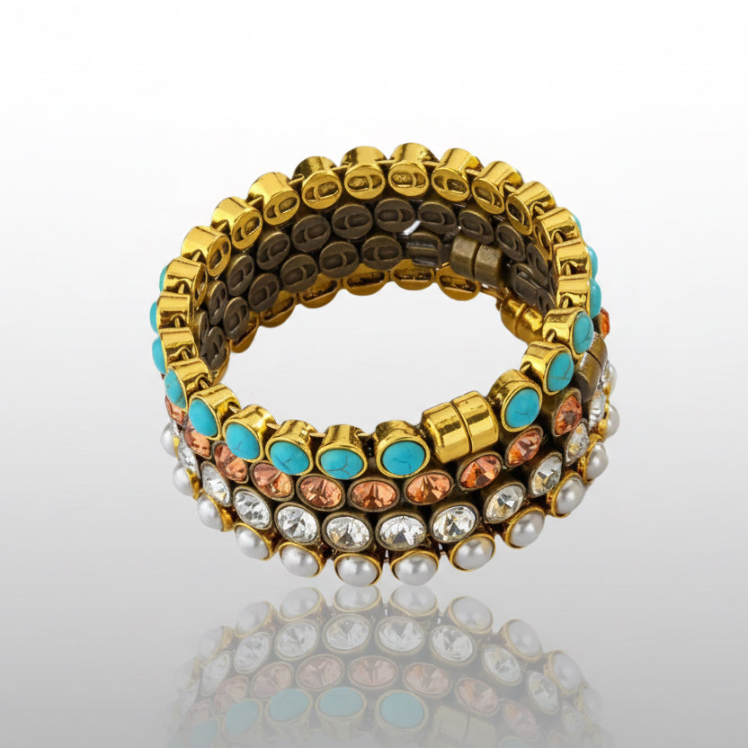 Sunset Orange Brass Magnetic Clasp Bracelet